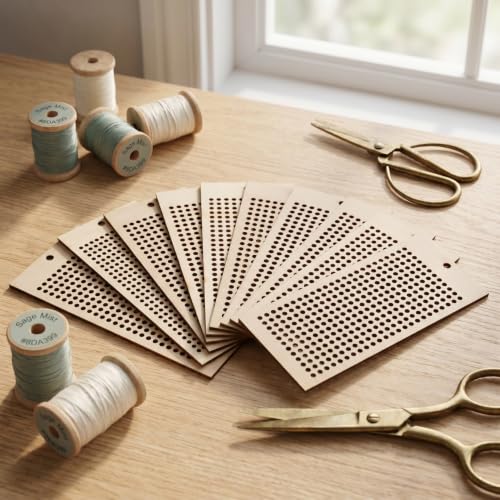Image of Operitacx Wooden Embroidery Bookmarks DIY Kit with Pre-Holes for Cross Stitch Crafting Blank Wooden Bookmarks for Custom Designs Ideal for Readers Students and Book Lovers