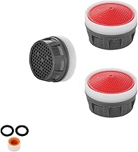 JQK Faucet Aerator, 2.2 GPM Flow Retrictor Insert Faucet Aerators Replacement Parts Bathroom 3 Pack, JR Junior Size, FAJ22-P3