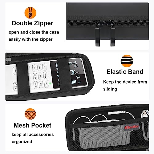 Image of Elonbo Carrying Case for Etekcity TENS Unit Muscle Stimulator Machine, Hard Travel Organize Bag for Electric Pulse Massager, Extra Mesh Pocket Fits Electrode Pads Lead Wires Charger, Black+Black