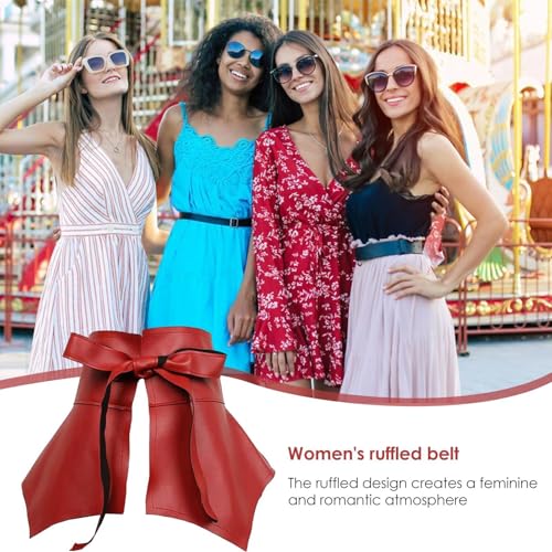 Skirt Belt For Women - PU Leather Wide Waist Belt | PU Leather Ruffle Wide Belt | Chic Women Ruffle Accessory, Women's3