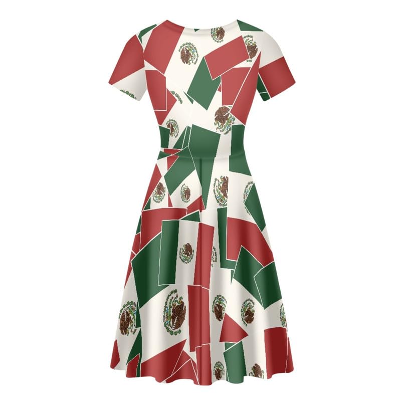 Image of Irisjudy T Shirt Dress for Women Short Sleeve Girls Short Sleeve Dress Plus Size, O Neck Knee Length Midi Dress for Ladies