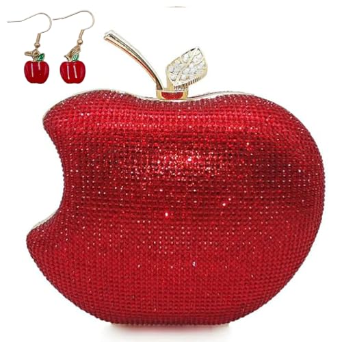 Image of pearl&she Sparkly Apple Rhinestone Handbags Diamond Women Evening Bags Bling Minaudiere Clutch Crystal Purses For Party.