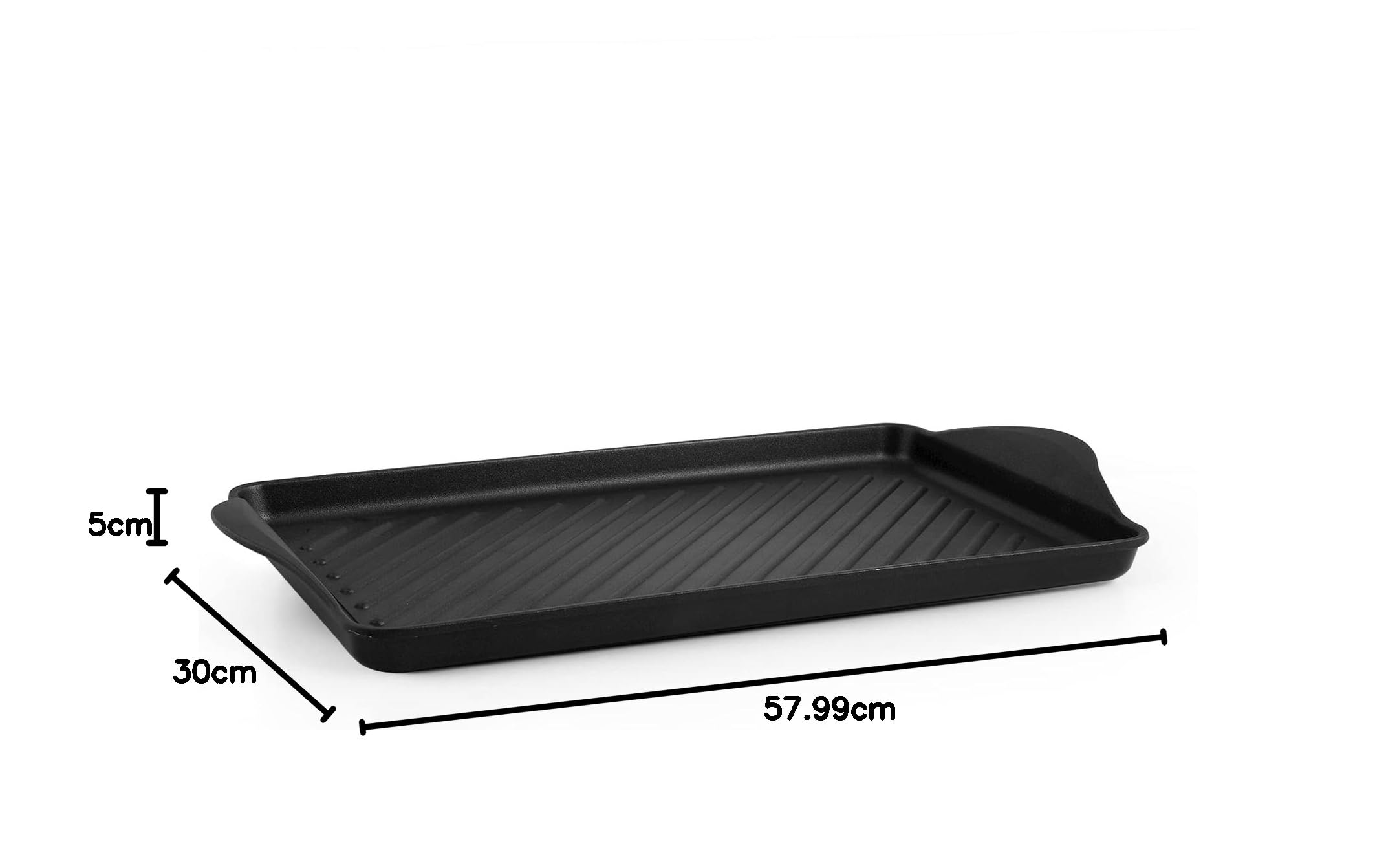 Home Granchef Piastra Rigata, Rivestimento Antiaderente, Rettangolare, Alluminio Pressofuso, Nero, 58 x 30 cm/Diametro 58 cm