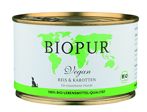 Bio Hundefutter Vegan, Reis & Karotten für Hunde 12x400g in 100% Bio-Lebensmittelqualität