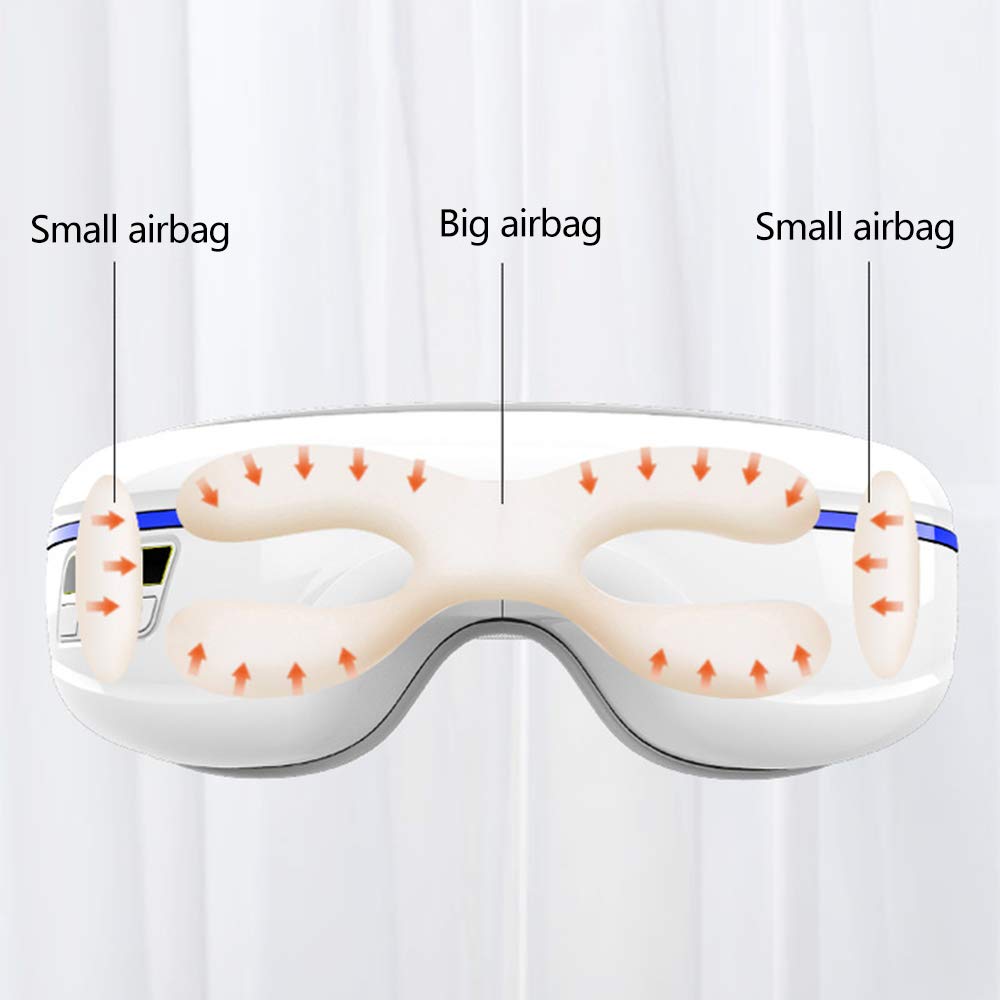 Ojo masajeador eléctrico Música Dolor de Cabeza Alivio del estrés Plegable Máquina para el Ojo relaja la presión con 5 Modos de compresión de Aire de Calor de Masaje por vibración