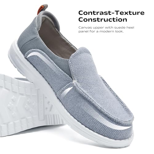 Image of Men's Canvas Loafers, Slip On Casual Shoes | Hands Free, Lightweight, Comfortable, Breathable Upper, Walking Shoes, Stretch, Travel, Vacation, Everyday Wear