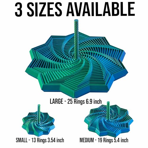Image of 3D Printed Expanded Sensory Star with Handle, Custom Dual /Tri /Quad-Color Printing,Dual Motion Hypnotic Spiral for ADHD Focus & Stress Relief,Office Desktop Fidget Toy (Blue-Green, L-25 Rings)