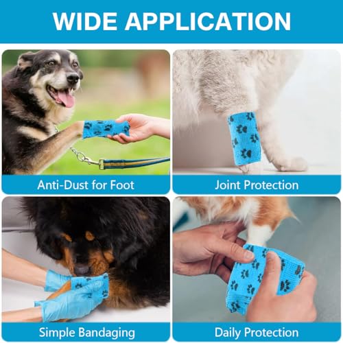 Image of Qpets Self-Adhesive Pet Bandage, Waterproof Anti-Lick Wound Wrap 6 Rolls | Non-Woven Stretchy Material, No Clips Needed, Gentle on Fur, Cute Cartoon Print, 7.5cm x 4.5m per Roll.