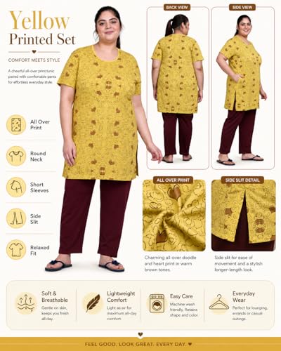 Image of In Love Women's All-Over Printed Cotton Plus Size Longline T-Shirt with Pockets