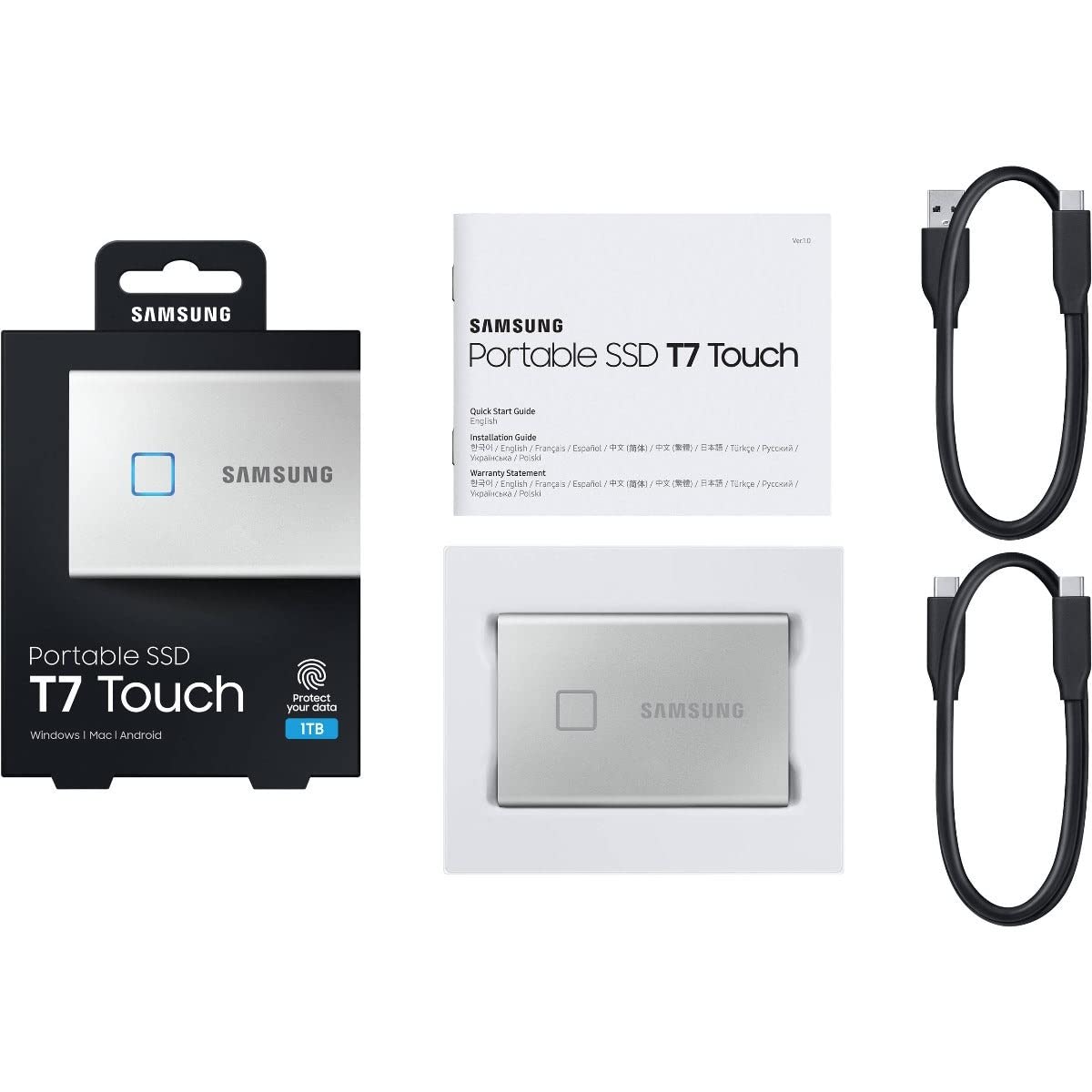 Samsung T7 Touch Portable SSD - 1 TB - USB 3.2 Gen.2 External SSD