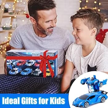 Voiture Télécommandée Transformable 2-en-1 Robot - Jouet Interactive Pour Enfants 3-7 Ans - Version Blanche