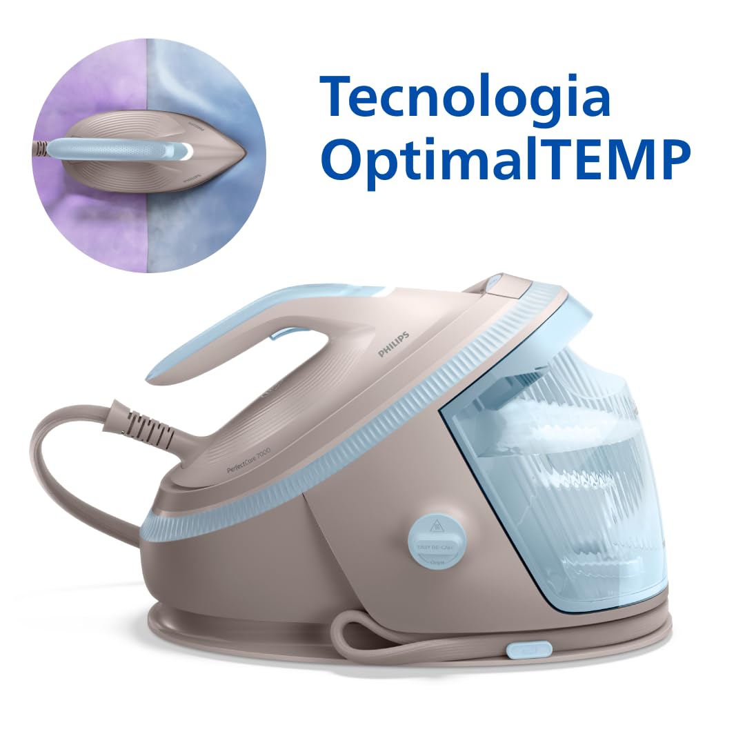 Philips PerfectCare Serie 7000 Ferro da stiro con Caldaia - 600g Colpo Vapore, 8,5 Bar, OptimalTEMP, Piastra SteamGlide Elite, Serbatoio Estraibile 1,5L, Vapore Verticale, Easy De-Calc (PSG7200/60)