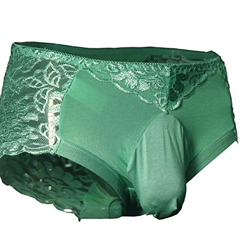 leesuo Men Sissy Pouch Sexy Lingerie Boxer Briefs Underwear Back Lace Panties Boyshort Shorts Underwear - Main Image