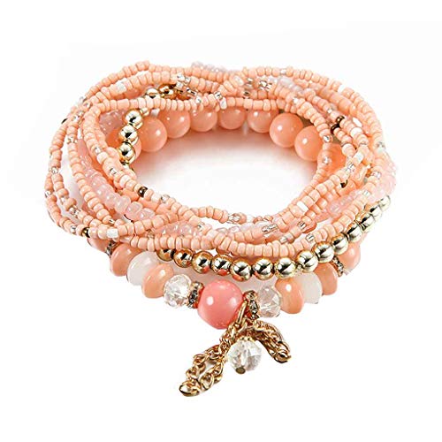 Vkospy Estilo étnico acrílico Granos Coloridos Pulsera de Las Mujeres de la Muchacha de la Borla Colgante Pulsera Retro Señora de Bohemia brazaletes