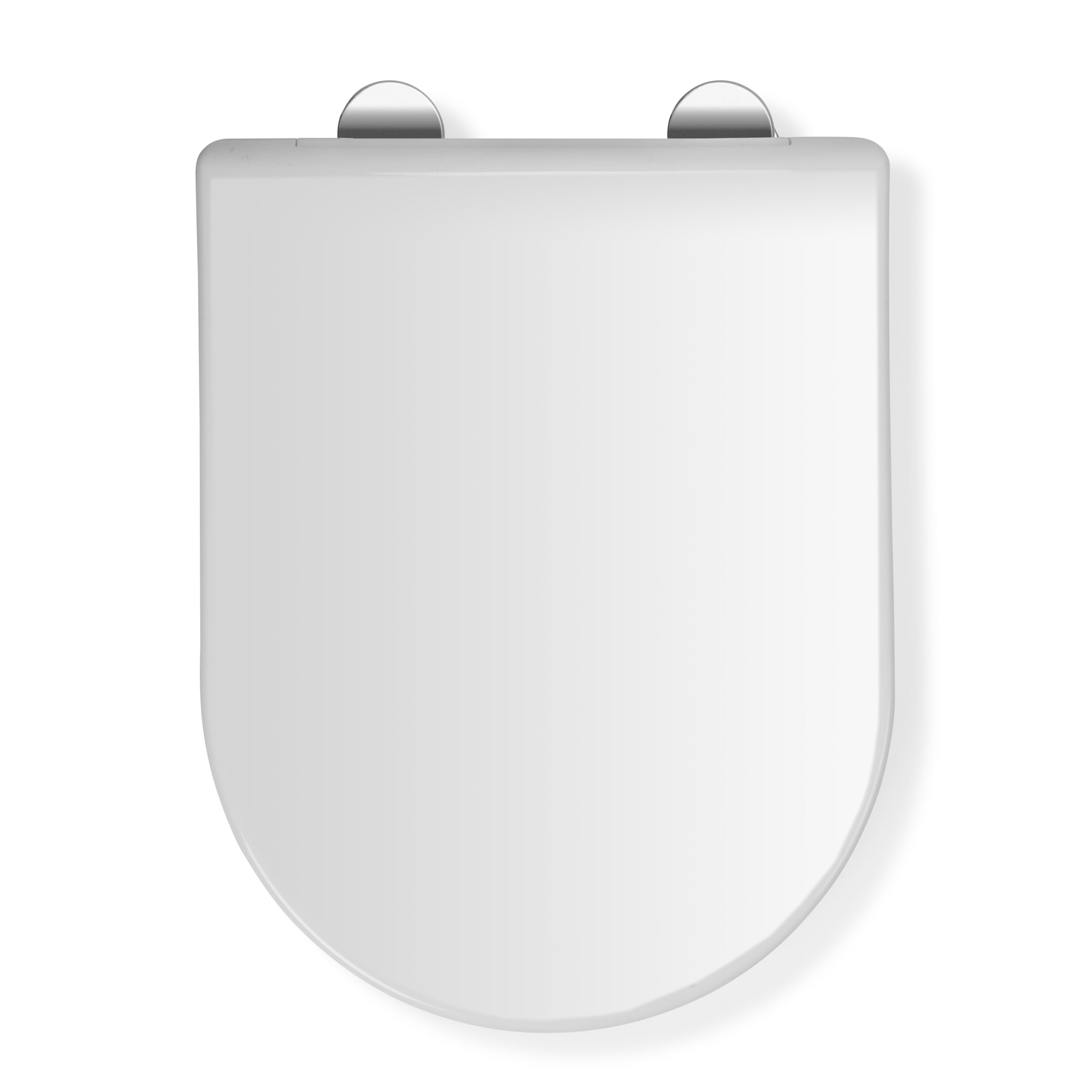 Croydex Malo Flexi-Fix Long D Shape Toilet Seat - Soft Close & Quick Release Button for Easy Cleaning, Adjustable Hinges with Top and Bottom Fixings Included and Antibacterial Treated Surface (White)