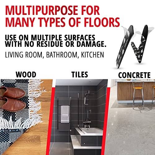 Bullshark Bond 12-Pack Double Sided Non-Slip Rug Pads Rug Tape Stickers For Hardwood Floors And Tiles, Dual Sided Adhesive Rug Stoppers For Area Rugs, 4 Corners + 8 Strips #TOP1