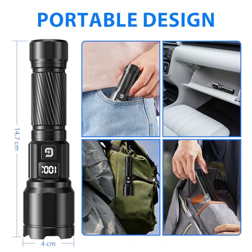 GEARLITE GEARLITE Taschenlampen LED Aufladbar, Hoch Lumen LED Taschenlampe Extrem Hell mit 3 Modi, IP65 Wasserdichte Handlampe Zoomable für Camping, Wandern, Outdoor 2 Stücke - Zusatzansicht 4 | TV | Video | Foto