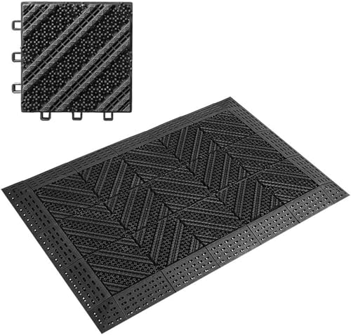 Paillasson d'entrée robuste grand tapis extérieur abrité anti-boue 75x120 cm