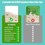 2PACK Stainless Steel Cat Litter Box with High Sides Lid, Extra Large XL Litter Box for Big Cats, Metal Kitty Litter Boxes with Anti-Leakage Enclosure,Non-Stick,Odorless,Scoop Included - Image 6