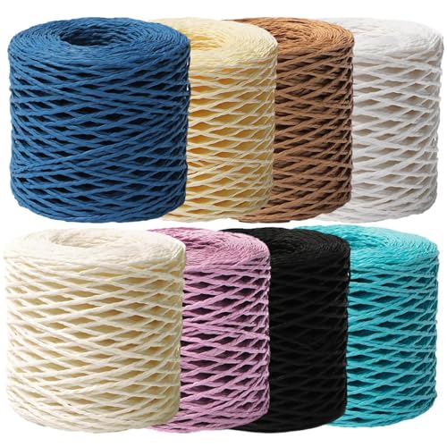 Ruban raphia naturel de 150m en papier mat pour tricot au crochet et emballage cadeau de Noël