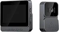 BAZIK Campainha Inteligente Sem Fio com Vídeo Porteiro, Intercom de Áudio e Visão Noturna, Tela IPS 4.3', Ângulo de 120°, Bateria Durável, Instalação Simples – Segurança para Casa