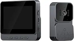 BAZIK Campainha Inteligente Sem Fio com Vídeo Porteiro, Intercom de Áudio e Visão Noturna, Tela IPS 4.3', Ângulo de 120°, Bateria Durável, Instalação Simples – Segurança para Casa