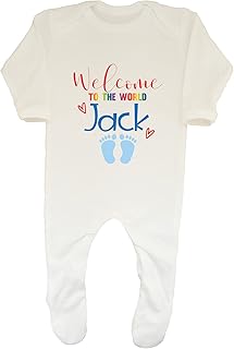 Shopagift Baby,Clothing,Baby Boys 0-24m,Sleepwear & Robes,Sleepsuits Shopagift Personalised Welcome to The World - Boy Baby Sleepsuit Romper
