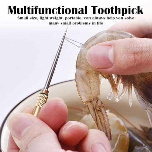 Image of 5 Pcs Portable Toothpicks with Key Ring Metal Titanium | Multifunctional, For Outdoor Picnic and Camping