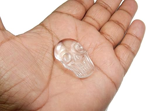 Miniatura 2 de Estatua de calavera de cuarzo transparente natural, respuestas curativas espirituales, hecha a mano