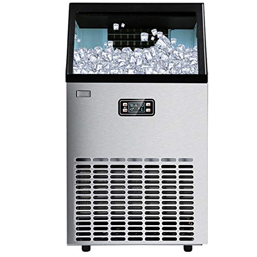 Kommerzielle Eismaschine, 24-Stunden-Edelstahl-Eiswürfelmaschine Mit 33 Pfund Eisspeicherkapazität, Freistehende…