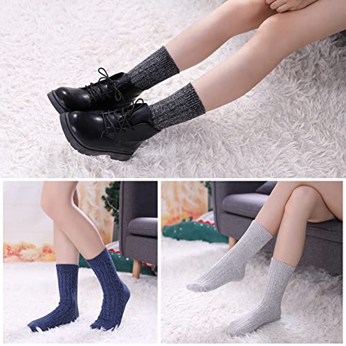 MQELONG Womens 5 Pairs Soft Thick Comfort Casual Cotton Warm Wool Crew Winter Socks2
