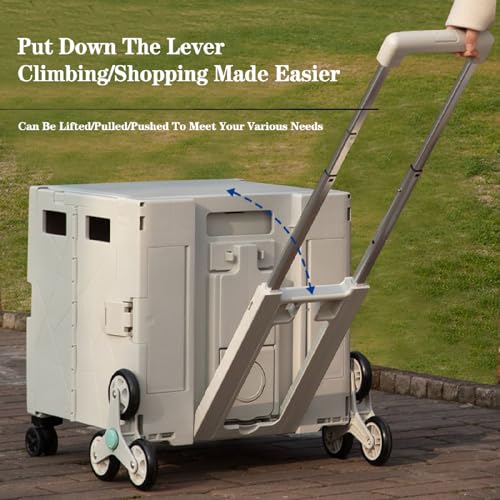 Faltbarer Einkaufstrolley mit Treppensteigrädern – Tragbarer Mehrzweckwagen 70 l Kapazität für einfachen Transport – stilvolles rosa Design, perfekt für Lebensmittel und den täglichen Gebrauch – Bild 6