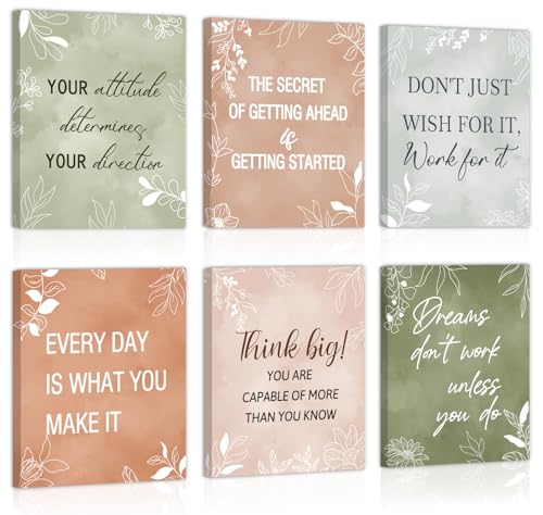 Image of CHDITB Motivational Canvas Wall Art, Inspirational Quotes Wall Decor, Boho Botanical Artwork Uplifting Aesthetic Framed Posters, Positive Affirmation Prints For Office Bedroom Living Room Decor 8 inchX10 inch