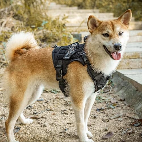OneTigris Upgraded Fire Watcher 2.0 mit Strapazierfähiger Metallschnalle, Taktische Hundegeschirr mit Griff, No Pull Geschirr Grosse Hunde mit MOLLE-Klettsystem