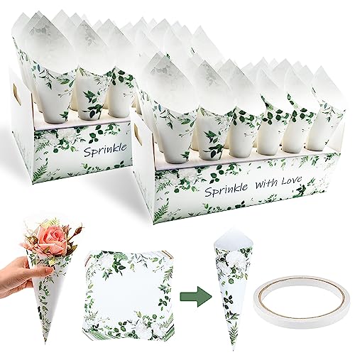 Lot de 60 cônes de confettis avec boîte de support, support de cônes de confettis de mariage,...