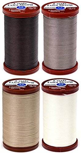 4 Color Bundle of COATS & CLARK Extra Strong Upholstery Thread - 150 yards each (Chona Brown, Driftwood, Hemp & Natural)