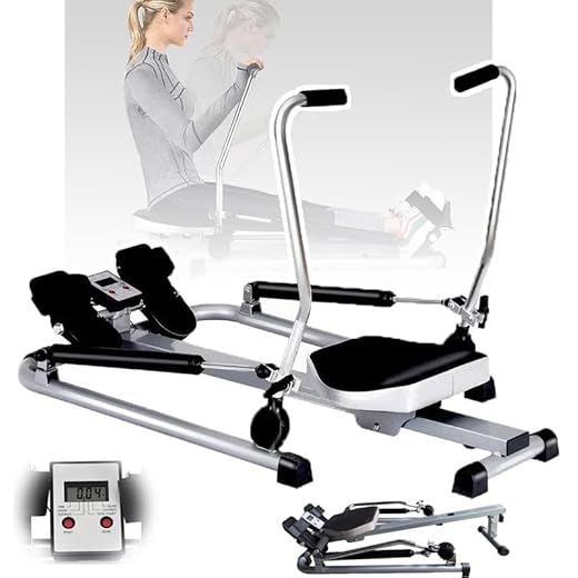 Máquinas de remo dobráveis para ambientes internos (tela LED HD), trilho inclinado de 15 graus, carga: 150 kg, amortecimento hidráulico de 12 velocidades, equipamento de exercício aeróbico para