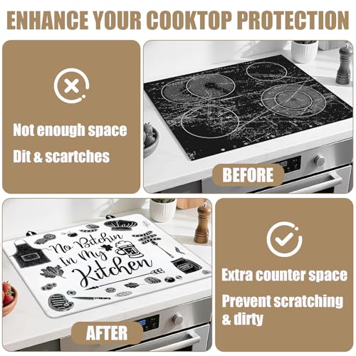 Image of Kitchen Stove Top Covers for Electric Stove, Electric Gas Stove Pad Heat Resistant Range Cooktop Protector for Home Decor Kitchen 28 inchx20 inch