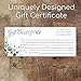 25 Personalized Gift Certificates with Envelopes - Unique Design for Small Business, Retail Shop, Florist, Salon, Farmers Market, and Much More