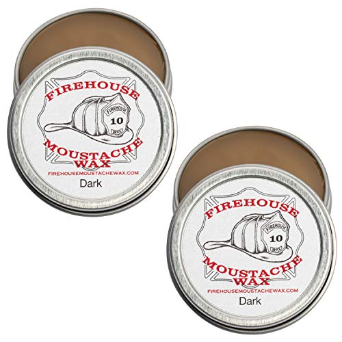Firehouse DARK Moustache Wax – Strong High Hold Beard & Mustache 2 Pack Wax, Naturally Scented & Colored, All-Weather Mustache & Beard Grooming (1 Ounce Tin); HANDMADE in Small Batches