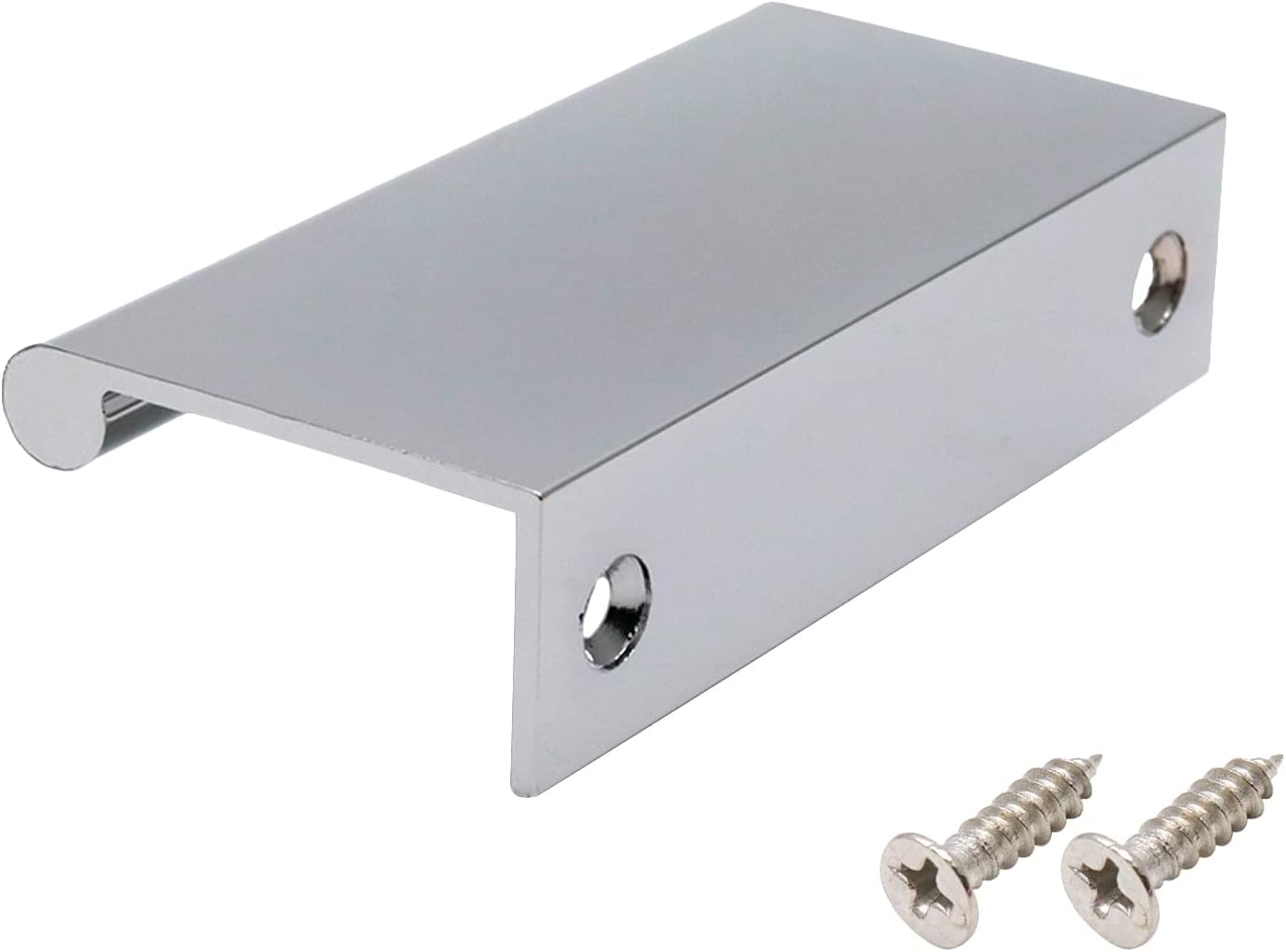 Rouned Edge Pull Handle for Cabinets, 3.15 Inch Aluminum Alloy Finger Tab Pulls, Concealed Drawer Pull for Kitchen, Dresser, Wardrobe, 2.52 Inch Hole Spacing, 10Pcs Chrome Plated Edge Pulls