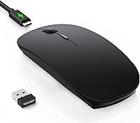Vista 1 de TECKNET Ratón inalámbrico Bluetooth para laptop, mouse silencioso recargable (Bluetooth 5.2/3.0 y 2.4G), ultrafino, 6 niveles ajustables 4800 DPI