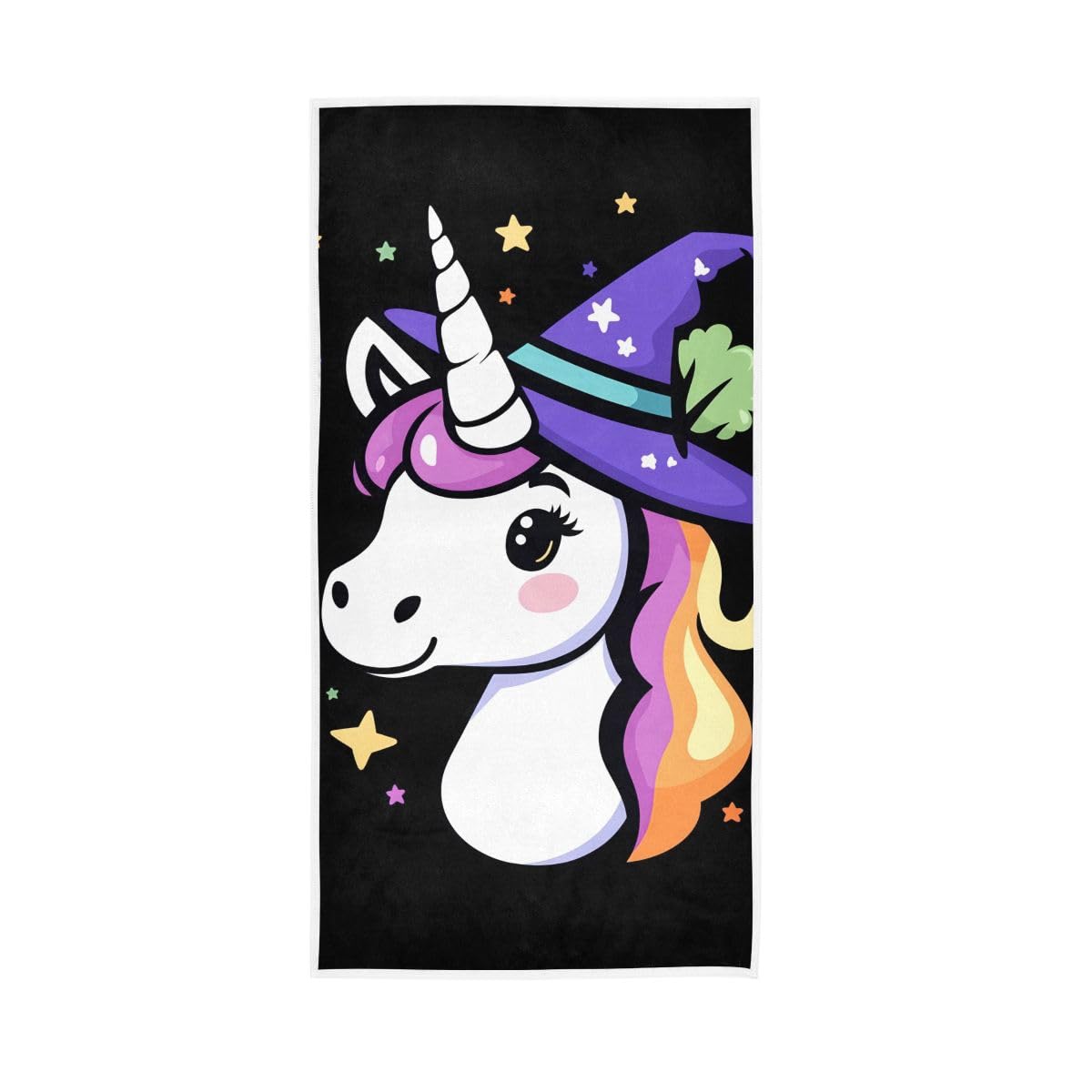 HUYGD Halloween Unicorn on Dark Hand Towels, Multipurpose Absorbent Towels for Bathroom, Gym, Hotel, Spa 15 x 30 Inches
