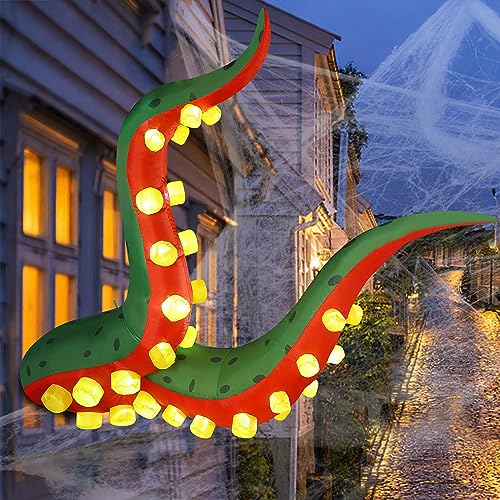 Juegoal 2Pack Halloween Decorations 5.6FT Tall Inflatable Lighted Octopus Tentacle,