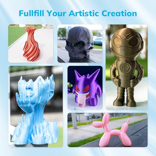 Image of AMOLEN Silk PLA 3D Printer Filament, Shiny Ice Blue Silk Pink PLA Filament 1.75mm, High Speed 3D Printing PLA Filament for Most 3D Printer, 1kg Spool(2.2lbs)