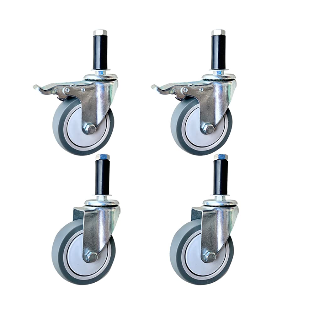 Casters Grey 4(100Mm) Heavy Duty Castor Wheels Long Thread Bolt M12 × 60Mm Expansion Bolt Swivel Silent Rubber With Rubber Sleeve 400Kg Castors For Furniture Scaffold Workbench Dining Car 4 Pcs