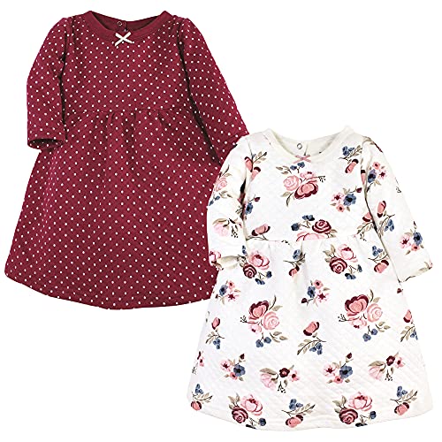 Hudson Baby Infant and Toddler Girl Cotton Dresses, Dusty Rose Floral, 18-24 Months