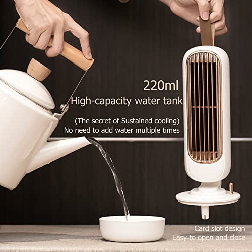 Tayning Portable Tower Fan Usb, Desk Cooling Fan Misting Humidification, Table Personal Fan With 60 Wind Guide Blades, 3 Speed And Timing, Mini Misting Tower Fan For Home, Office And Room(White) #TOP2