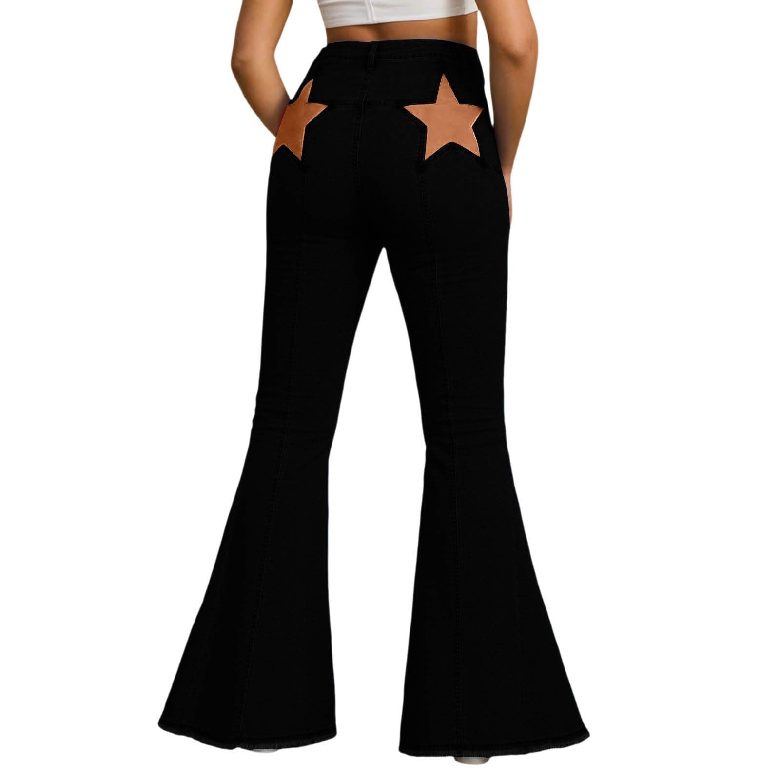Pantalones De Verano Mujer Anchos, Pantalones Vaqueros Mujer Deporte, Acampanados Estrellas Tiro Medio CóModos EláSticos Uso Informal Fiestas Vacaciones Pantalón Deportivo Pantalon Pirata Pantalon