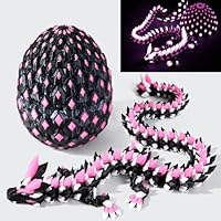 meturebear 3D Printed Dragon Egg, Glow in The Dark Dragon Toys, Articulated Flexible 3D Printer Toys for Kids 5-7 8-12, Home Decor for Adults(Luminous Purple Black)